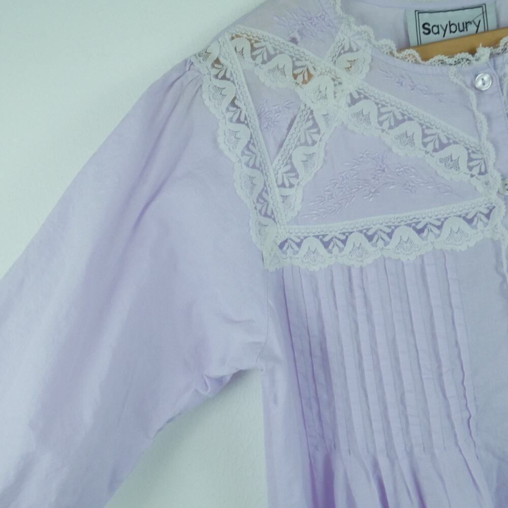 Vintage Small Nightgown Pastel Purple Grannycore Prairie Modest Cottagecore 90s - Picture 7 of 12